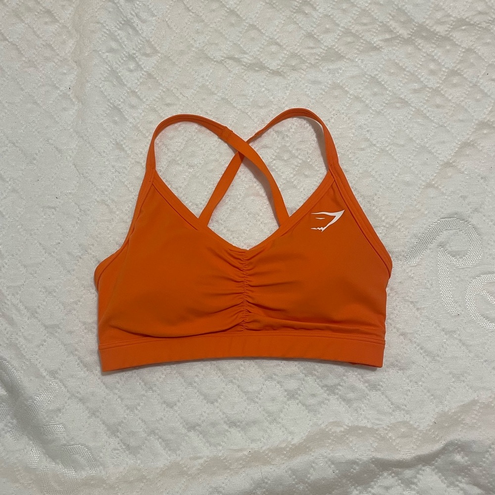 Bright Orange Gymshark Runched Sports Bra